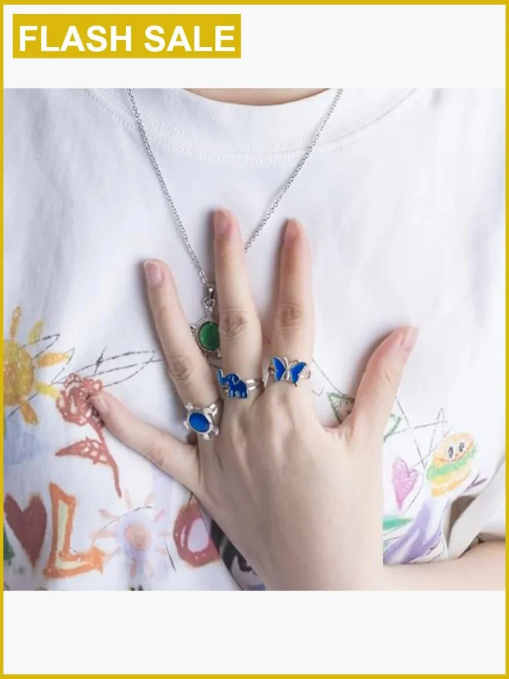 Adjustable Animal Mood Ring Color Changing Ring for Women Party Gift